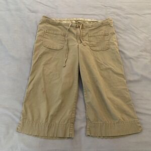Lucy Capri Pants Womens Medium Green Twill Drawstring Lightweight Stretch Travel